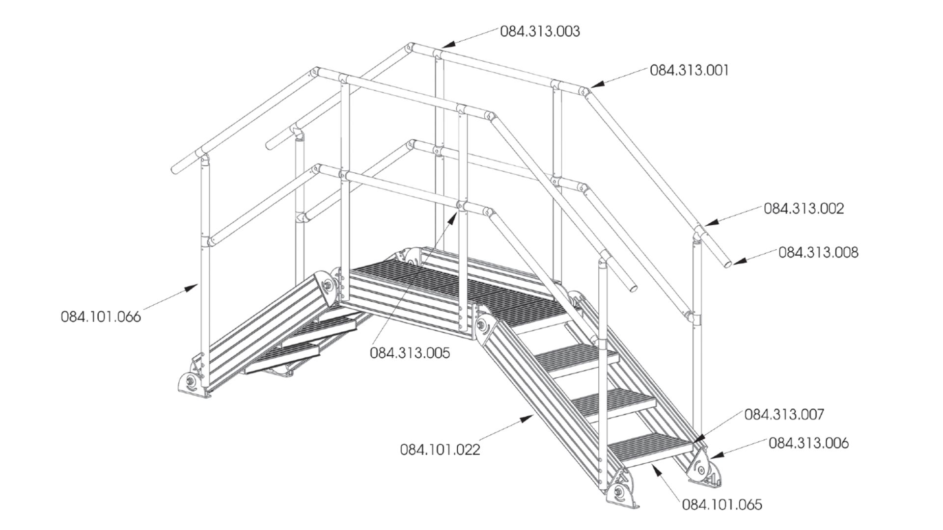 Ejemplos modulares de escaleras y pasarelas alusic IS line
